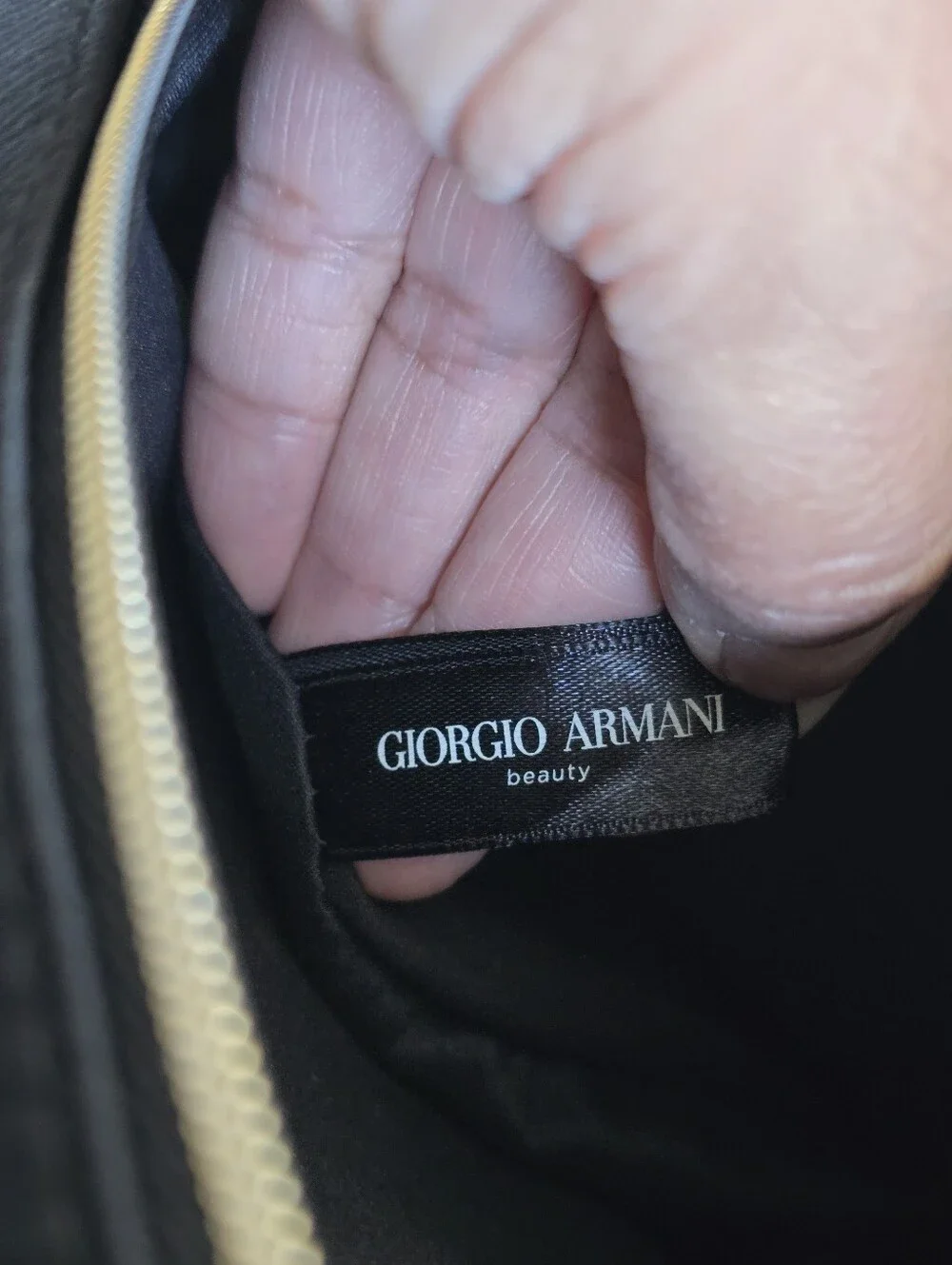 Giorgio Armani Beauty Black Toiletry Cosmetic Case Wristlet Pouch